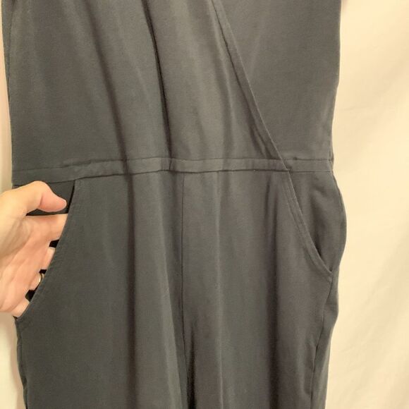 Pact Black Organic Cotton Interlock Faux Wrap Top Short Sleeve Jumpsuit Size S - Picture 6 of 13